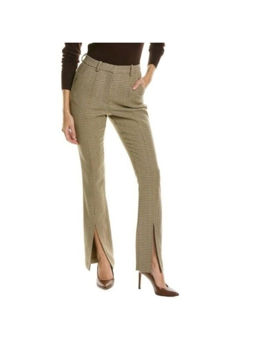 A.L.C. Edwin Split Leg Pant Brown Houndstooth Size 8